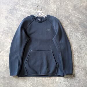 Nike Tech Fleece Crew Neck Sweatshirt Mens M Black Pullover Sweater Active Lab